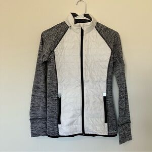 Eddie Bauer Women's White and Gray Jacket Packable Hood Small